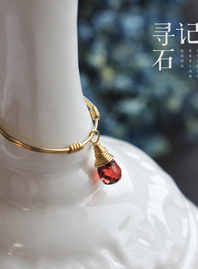 女14k包金石榴石戒指不褪色