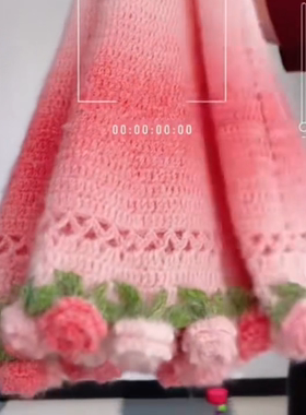 玫瑰花毯子编织教程花束毯子尖角手工diy编织材料包毛线花毯钩织