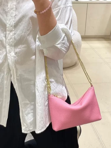 头层牛皮手机包2026新款小众设计极简风糖果色小挎包链条mini包女