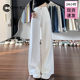 高腰宽松百搭休闲 夏季 小个子直筒拖地 女2025新款 白色阔腿牛仔裤