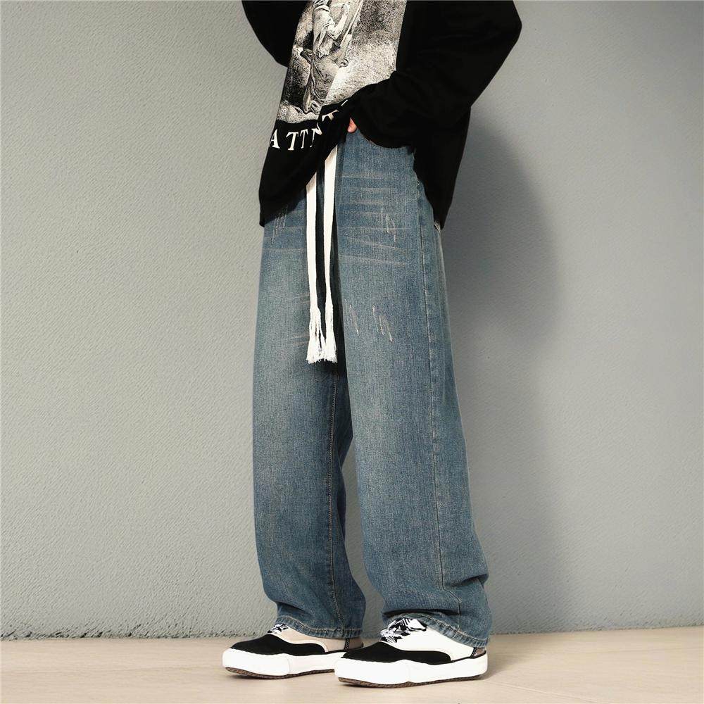冬季vibe加绒加厚复古牛仔裤男女直筒裤宽松阔腿裤G99501-P50,男装牛仔裤,星座814-1（原电商B253-1）