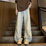 美式高街垂感牛仔裤男水洗浅蓝色宽松直筒腿长裤G9566-P65，男装牛仔裤，星座814-1（原电商B253-1）