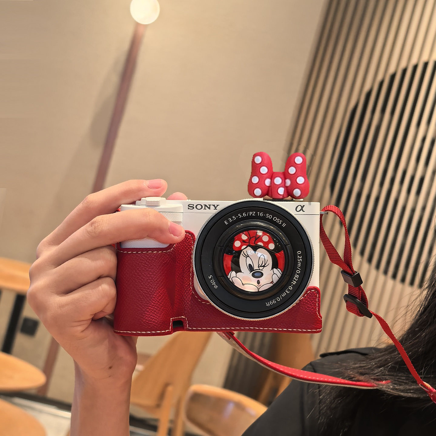 适用索尼ZVE10II保护套SONY A6400相机包A7C2可爱米妮卡通红色