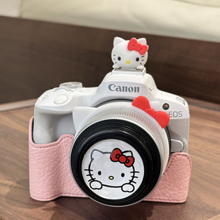 适用佳能R50R100保护套R50V粉色R10底座M50II皮质便携数码相机包