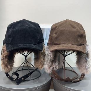 复古新疆雪乡麂皮毛绒雷锋帽女秋冬川西旅游保暖防寒护耳帽子男潮