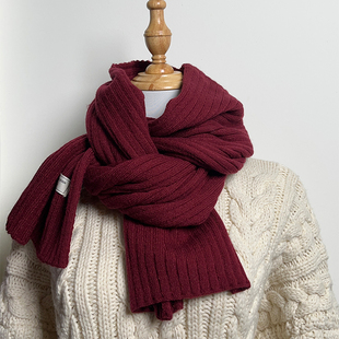 复古秋冬仿羊绒针织毛线围巾女韩版 保暖防寒百搭新年氛围感围脖男