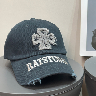 美式 街头复古十字架刺绣棒球帽女春夏遮阳百搭显脸小鸭舌帽子男潮