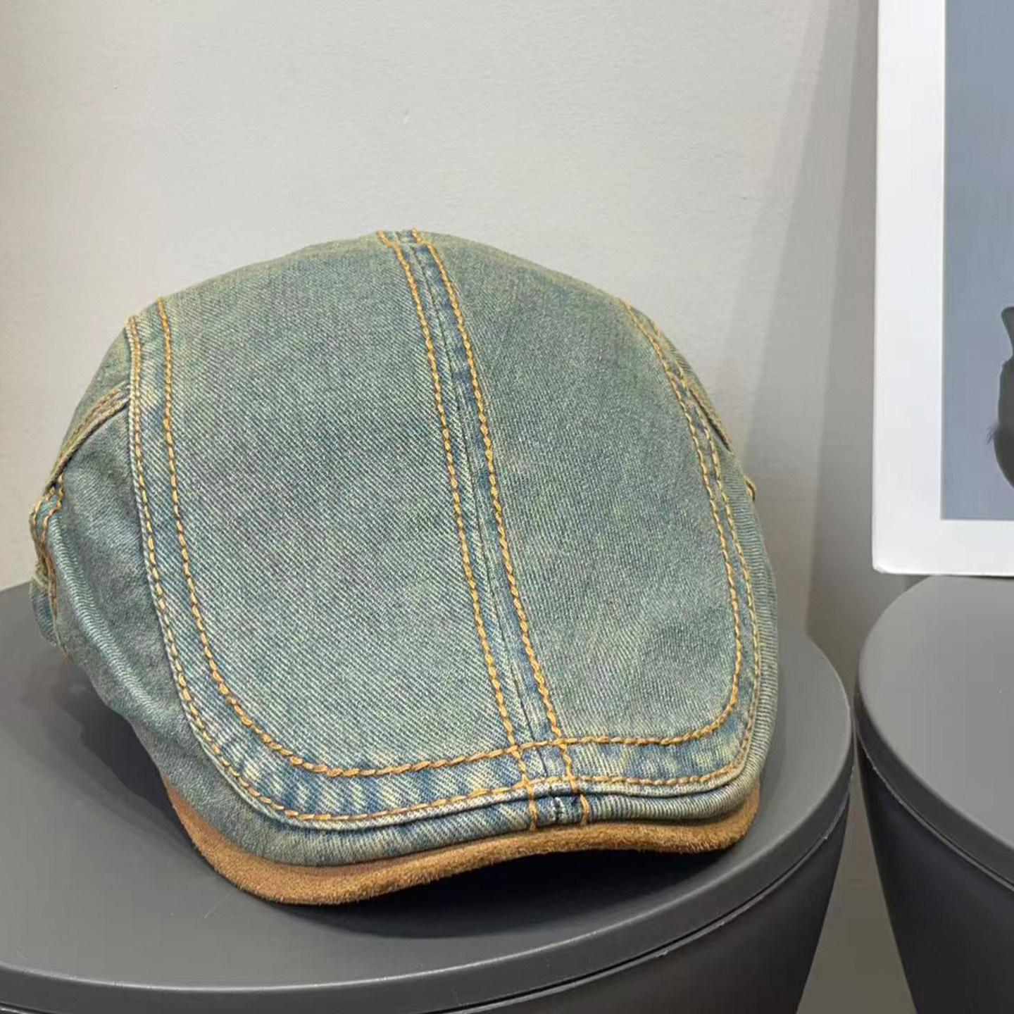 日系复古水洗牛仔麂皮绒拼接前进帽女秋冬百搭显脸小反戴贝雷帽子,服饰配件/皮带/帽子/围巾,帽子,淘宝优惠券,粉丝福利购,淘宝优惠卷