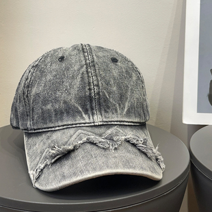 水洗牛仔复古做旧棒球帽女春夏防晒遮阳百搭酷显脸小鸭舌帽子男潮