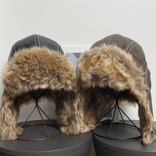 复古阿勒泰毛绒雷锋帽女秋冬草原防寒保暖护耳川西东北旅游帽子男