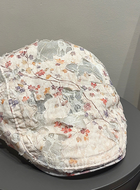 复古蕾丝碎花千禧辣妹复古前进帽女春夏百搭防晒透气时髦贝雷帽子