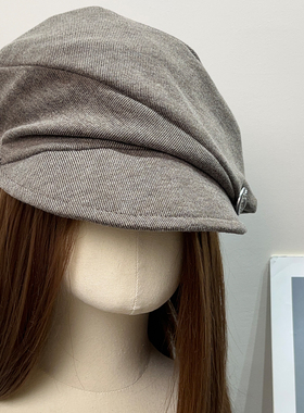 大头围复古褶皱贝雷帽女夏遮阳百搭画家帽春秋文艺显脸小堆堆帽子