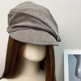 大头围复古褶皱贝雷帽女夏遮阳百搭画家帽春秋文艺显脸小堆堆帽子