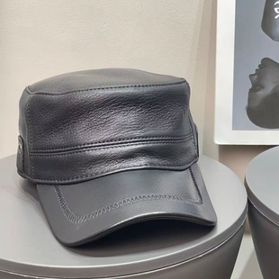 复古英伦风羊皮平顶帽女秋冬户外川西旅游防寒显脸小保暖鸭舌帽子