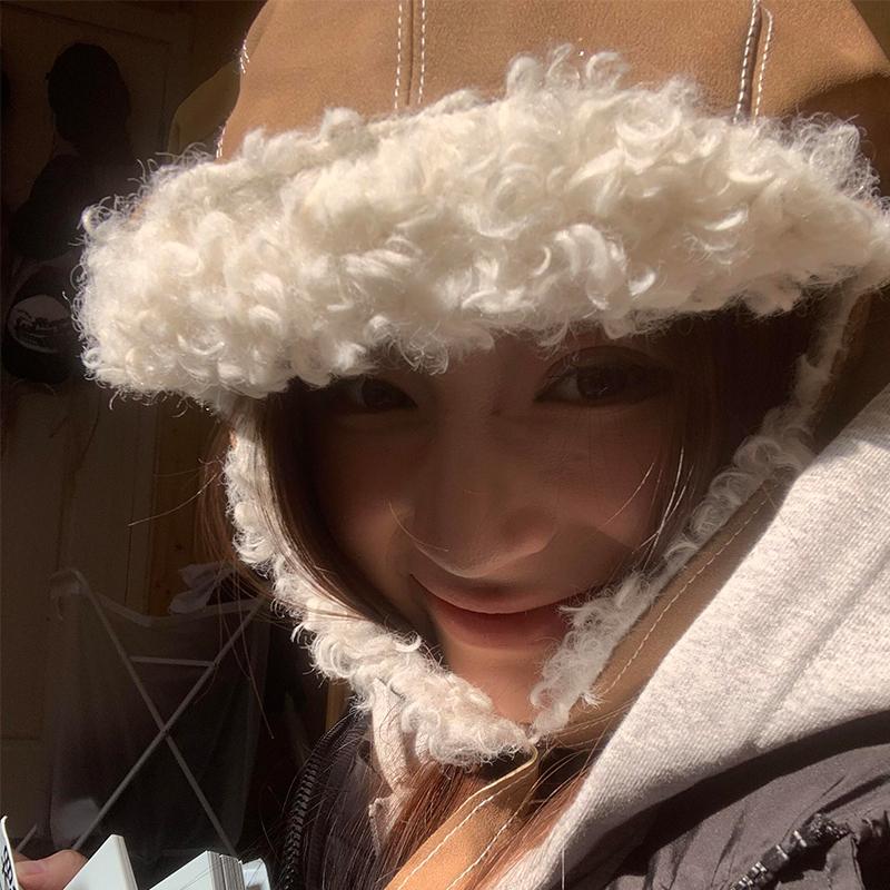东北哈尔滨冬季旅游保暖毛绒雷锋帽女皮质保暖护耳大头围飞行帽子