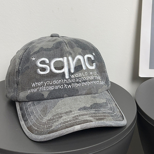 小众美式 复古迷彩棒球帽女春夏户外防晒显脸小水洗鸭舌帽子男潮酷