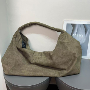 复古麂皮绒大容量托特包女2025秋冬新款 百搭休闲通勤单肩包手提包