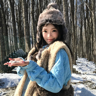 新疆禾木复古毛绒毛线雷锋帽女秋冬东北雪乡保暖防风护耳针织帽子