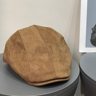 早秋复古琥珀流光风麂皮绒前进帽女秋冬百搭显脸小文艺贝雷帽子潮