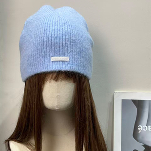 日系复古毛绒针织帽女秋冬保暖防寒显脸小百搭大头围护耳毛线帽子