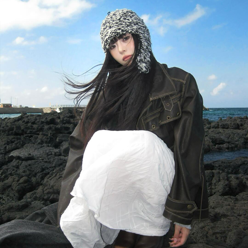 韩国复古毛绒针织帽女秋冬保暖百搭大头围设计感防寒护耳雷锋帽子