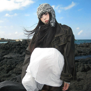 韩国复古毛绒针织帽女秋冬保暖百搭大头围设计感防寒护耳雷锋帽子