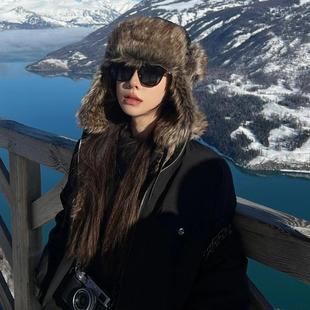 雪山川西复古保暖毛绒雷锋帽女秋冬防寒显脸小护耳护脸草原帽子男