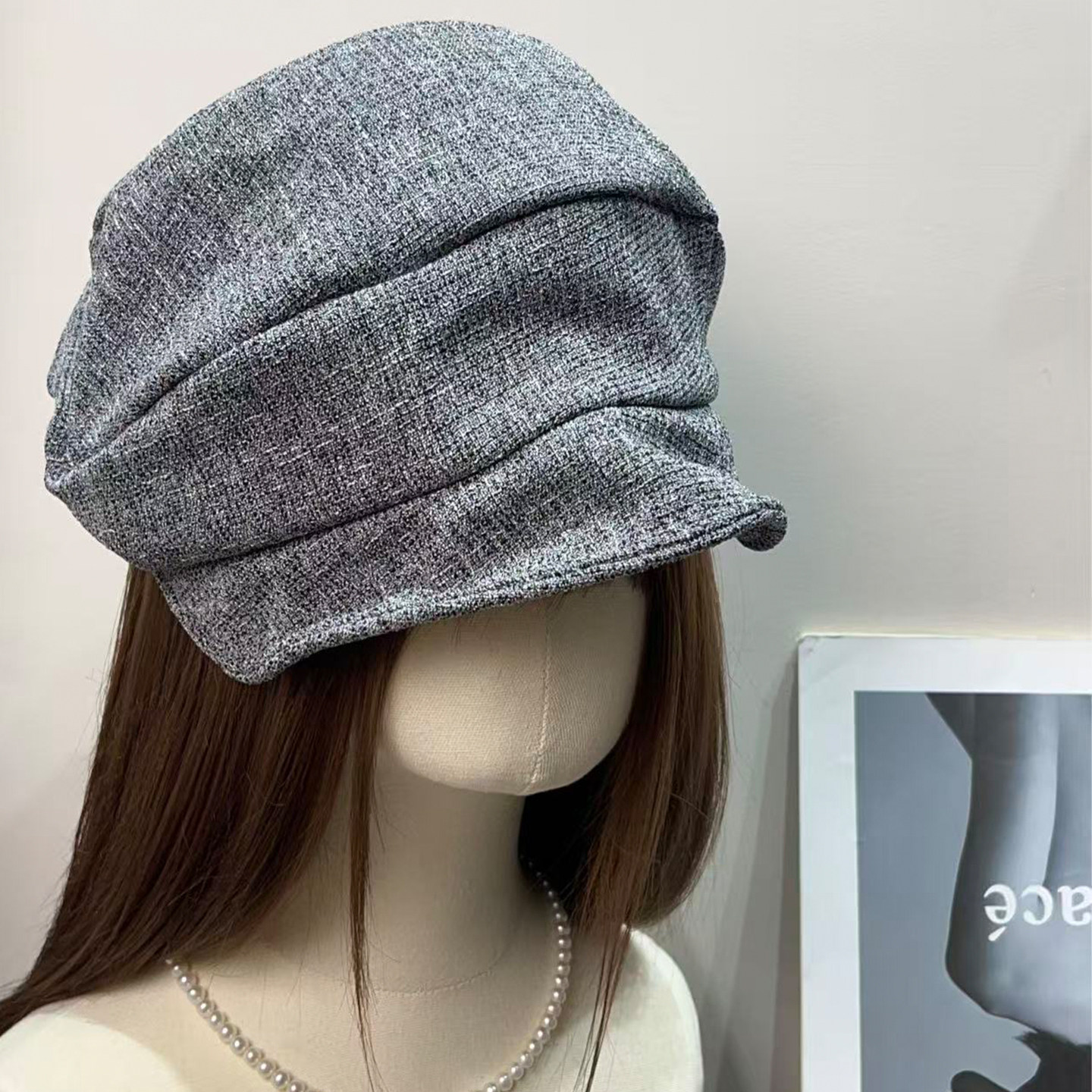 日系复古钢丝褶皱贝雷帽女秋季百搭休闲宽檐显脸小报童画家帽子潮