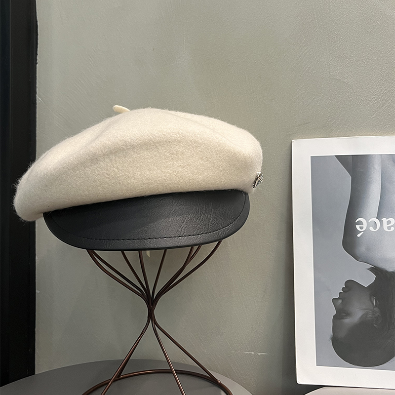 90羊毛贝雷帽韩系女秋冬保暖防寒