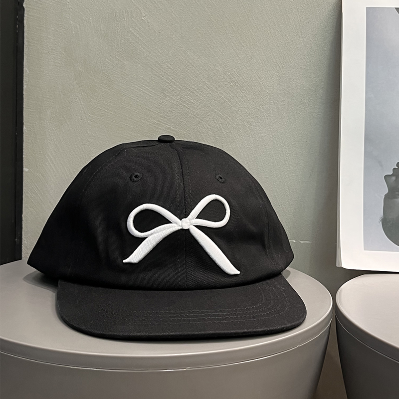 蝴蝶结新款平沿帽刺绣小众春夏