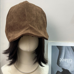 大头围复古加深麂皮绒报童帽女秋冬老钱风百搭显脸小保暖贝雷帽子