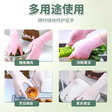 【30只】丁腈手套加厚耐用一次性食品级餐饮厨房丁晴防水耐油耐磨
