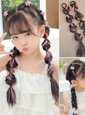 儿童灯笼辫假发女马尾长辫甜酷网红麻花脏辫鱼骨辫女童双马尾辫子