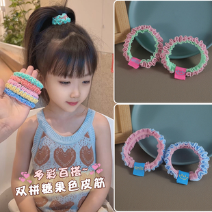 儿童发圈糖果拼色褶皱花边发绳甜美百搭头绳扎发皮筋皮套宝宝头饰