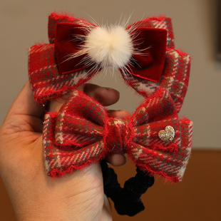 儿童新年红色蝴蝶结头饰中国风喜庆发夹女童可爱发饰女孩发卡发饰