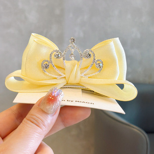 儿童可爱风粉色蝴蝶结发夹女童公主皇冠顶夹头饰儿童发卡头饰发饰