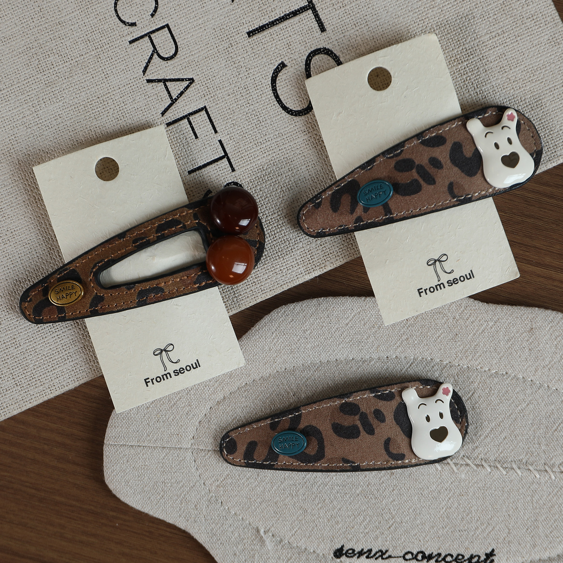 儿童新款小狗刘海夹碎发夹女童绝美侧边夹高级感发卡豹纹BB夹发饰