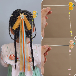 儿童发簪中国风汉服发饰古风发钗古装 发夹簪子盘头发步摇流苏发饰