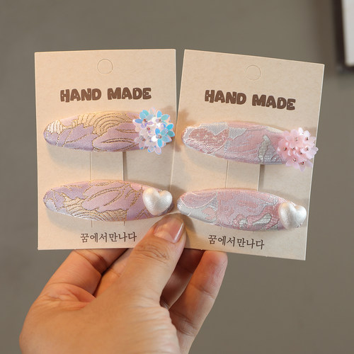 儿童古风系列多彩刺绣爱心发夹