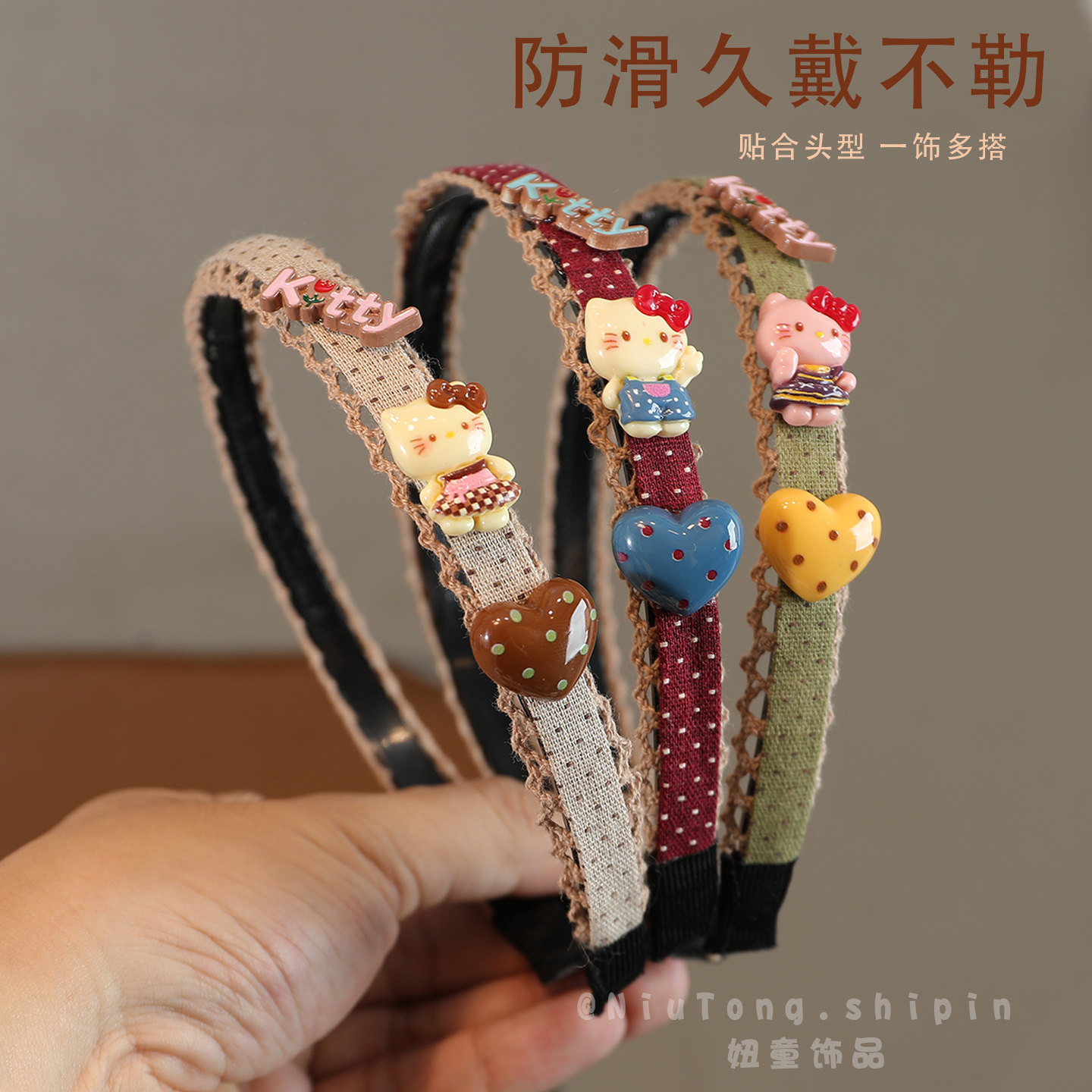 儿童复古蕾丝卡通猫发箍