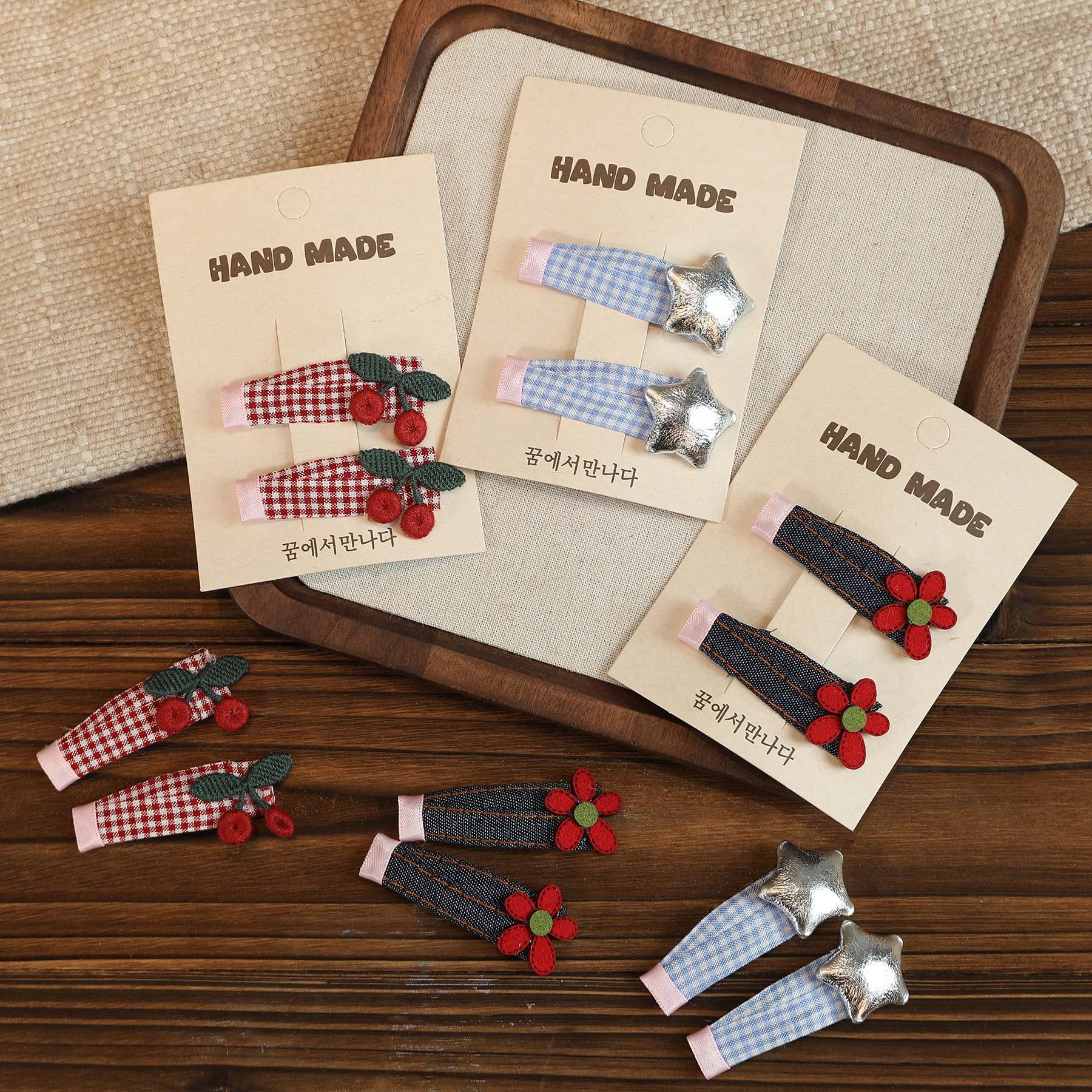 儿童韩版水果可爱格纹布艺刘海夹发夹发卡女童宝宝碎发刘海夹发饰