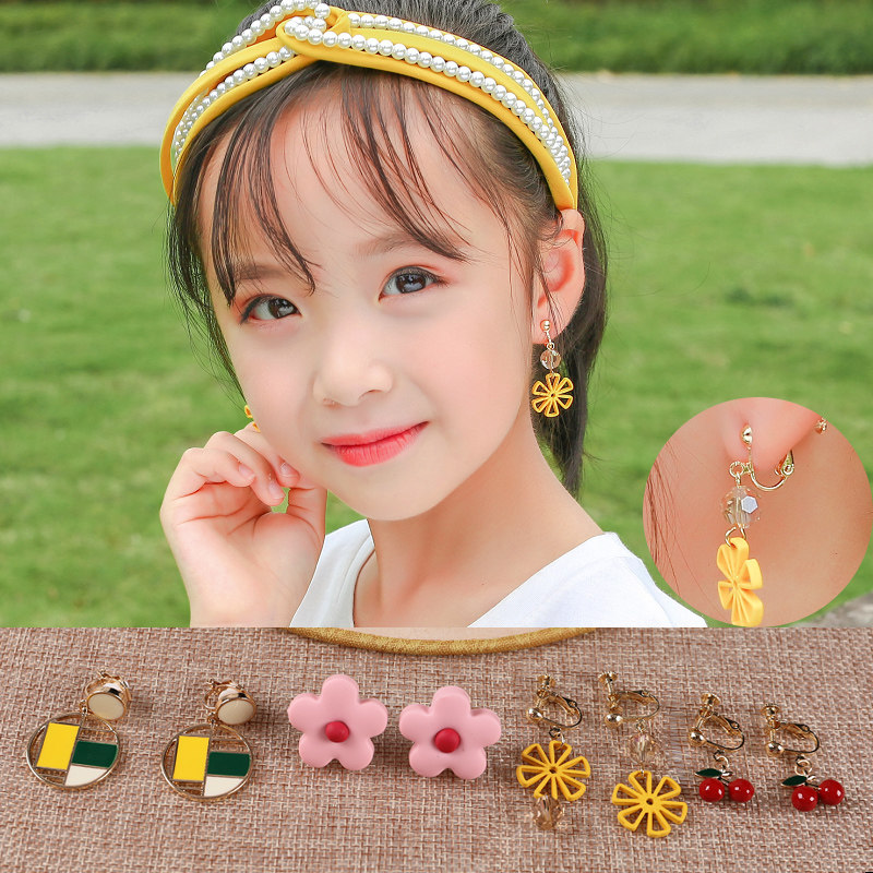 儿童耳环耳夹无耳洞有女童女孩假耳坠公主可爱时尚无痛小学生时尚