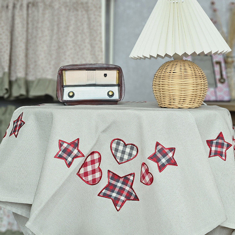 北欧风灰色贴布绣刺绣现代简约风桌布沙发靠背冰箱洗衣机多用盖巾,居家布艺,桌布,淘宝优惠券,粉丝福利购,淘宝优惠卷