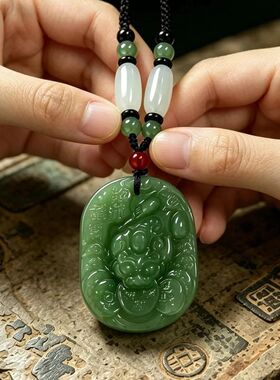 貔貅吊坠双面精雕如意皮丘抱福富贵本命年护身符项链男松紧可调节