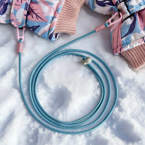 手工编织可调节彩色撞色手套挂脖绳户外骑行滑雪手套专用绳防丢绳