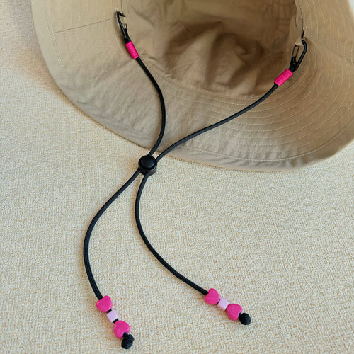 高级感洋气个性帽子防风绳可调节多巴胺渔夫帽遮阳帽防丢绳