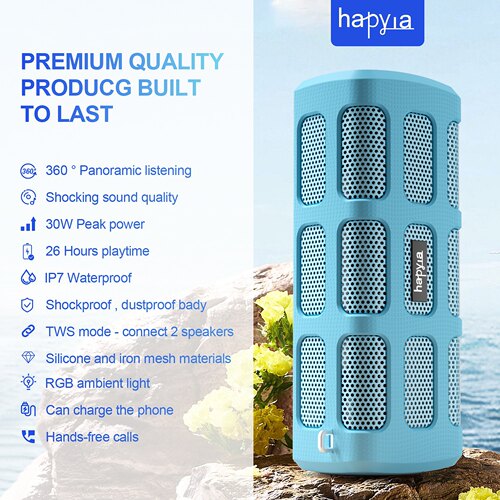 Hapyia登山蓝牙音箱充电宝26H播放时间双喇叭立体声环绕回壁音效