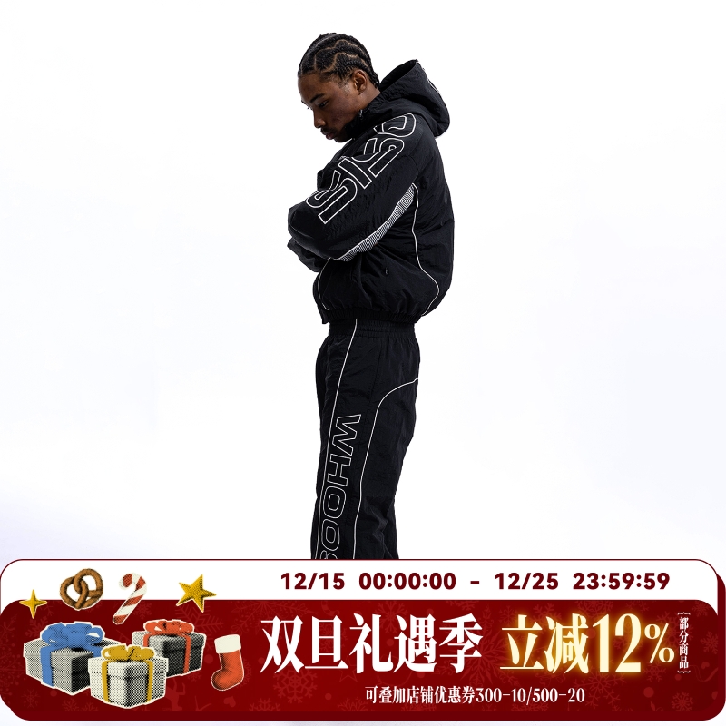 WHOOSIS（不知其名）撞色拼接直筒运动长裤秋冬宽松休闲男女校园