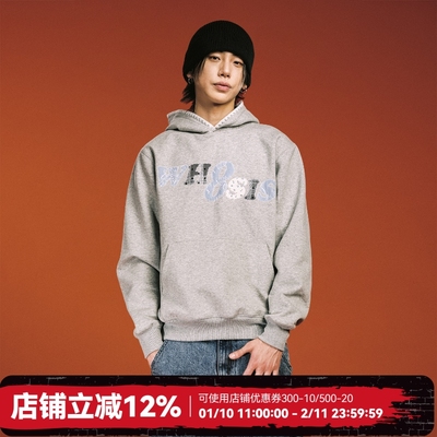 WHOOSIS（不知其名）碎花牛仔贴布绣帽衫连帽卫衣秋百搭松弛感男