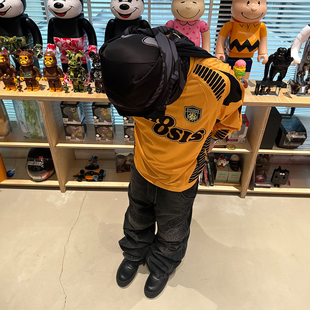 WHOOSIS（不知其名）绣章结构拼接足球服长袖休闲宽松美式街头男